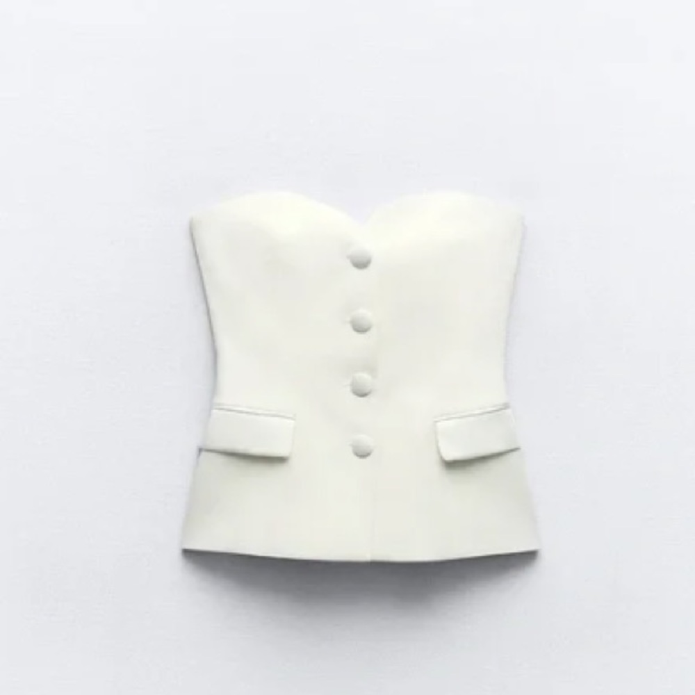 Zara White Strapless Top